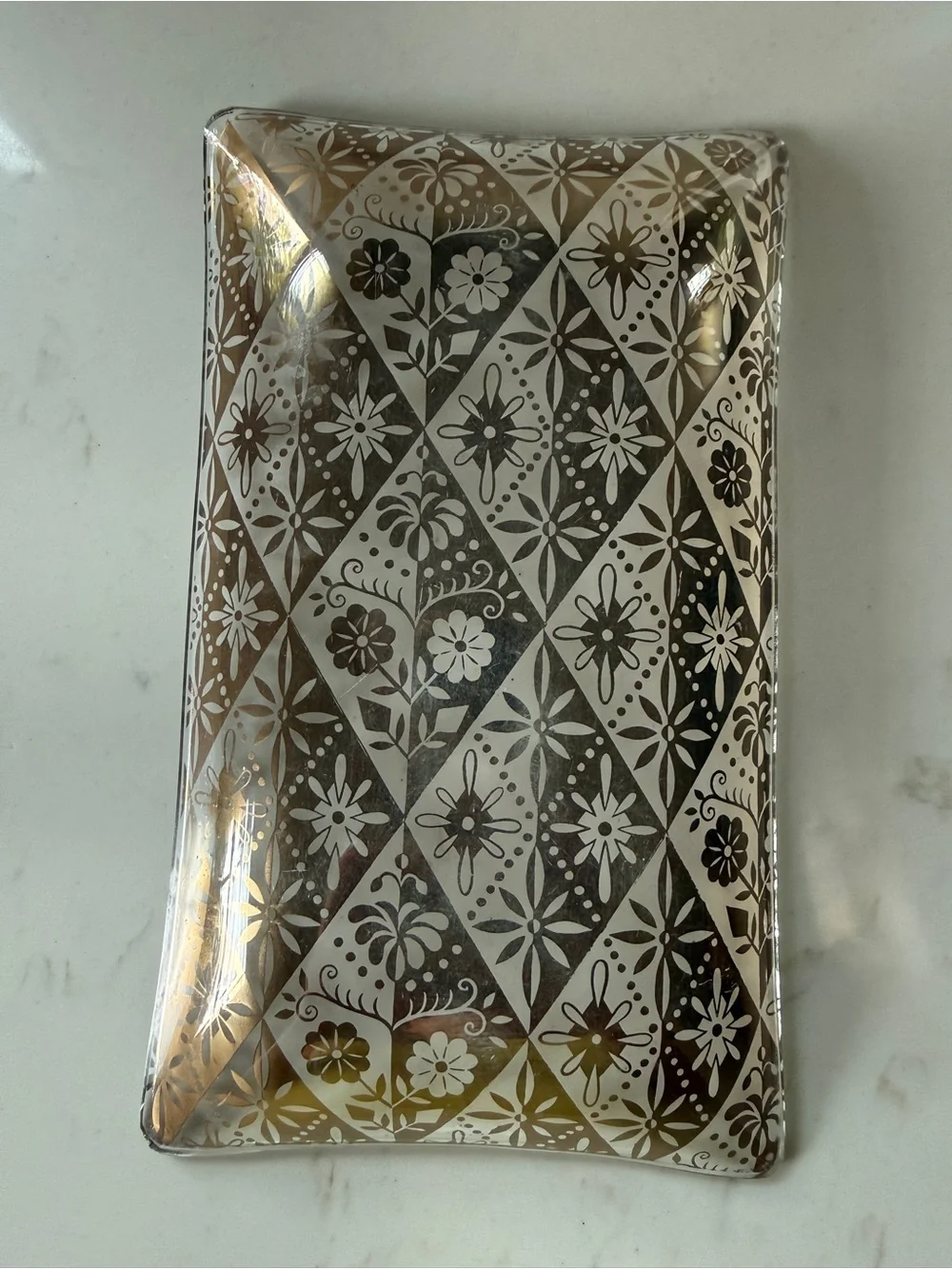 Stunning George Briard Mid Century Modern Iberia Gold Accented Trays- Set of 2
